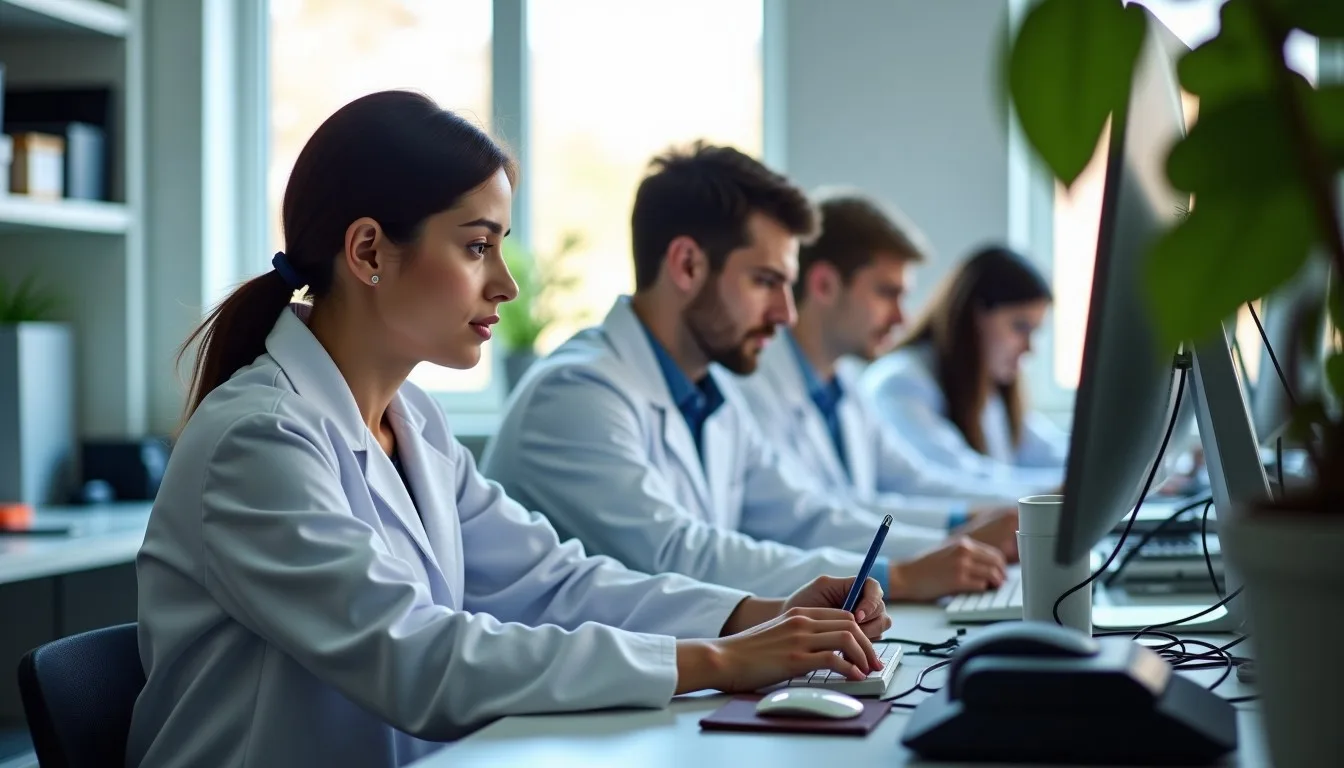 Diversas tecnologias e dispositivos de automação em um laboratório